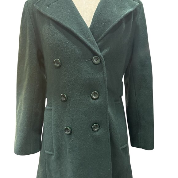 Vintage 100% Wool Forest-Green Double-Breasted Coat by Hochschild Kohn - Picture 3 of 8